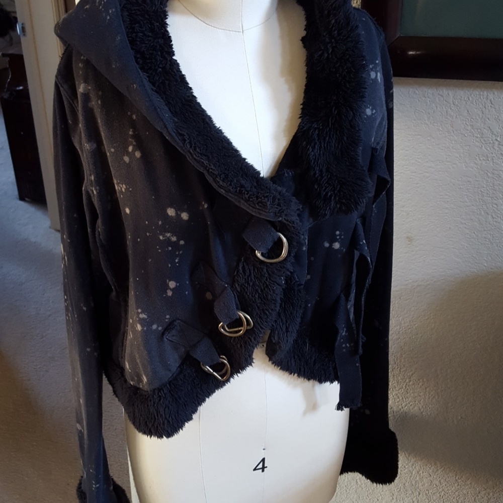 Rag Doll Motorcycle Style Sweatshirt Jacket